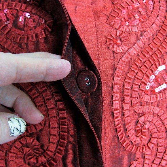 Chicos Sz 2 Evening Jacket RED Stunning - Picture 2 of 8